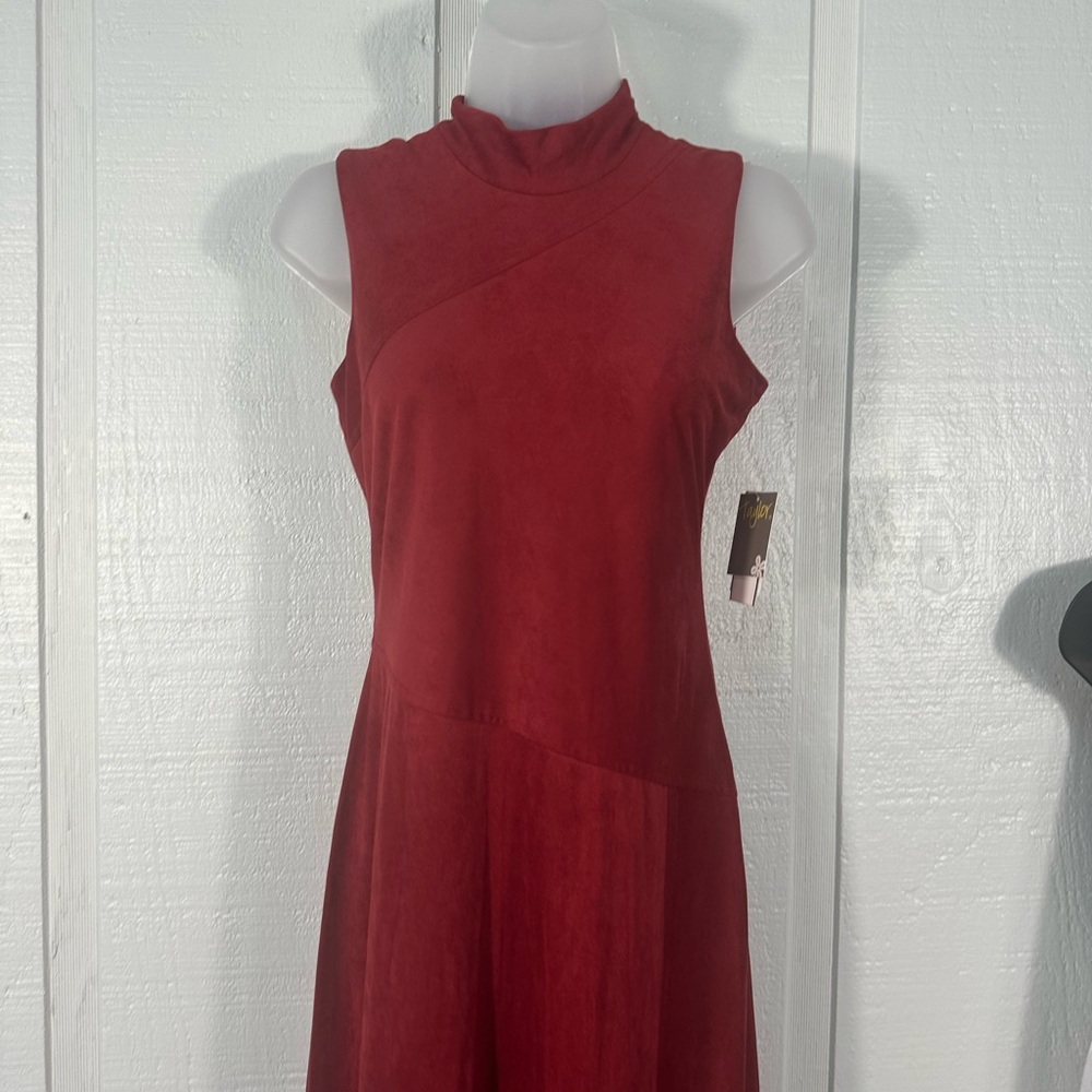 Taylor Women's Faux-Suede Asymmetrical-Hem Sleeveless Midi Dress Size 2 NWT - Picture 5 of 12